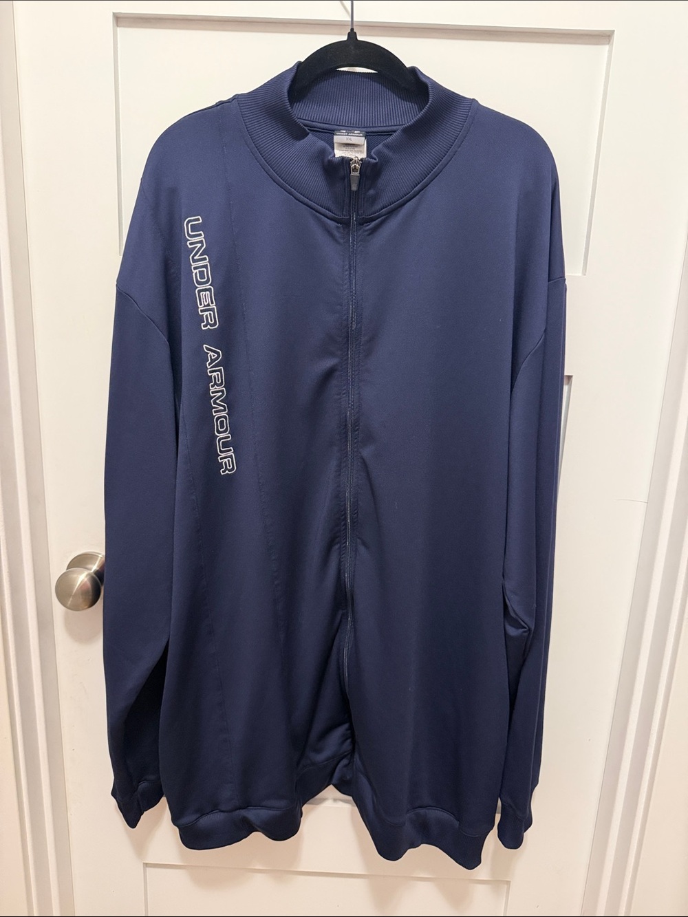 Under Armour Navy Full-Zip Athletic Bomber Jacket with Vertical Logo